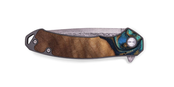 EDC Wood Pocket Knife - Marilee (Teal & Gold, 827435)