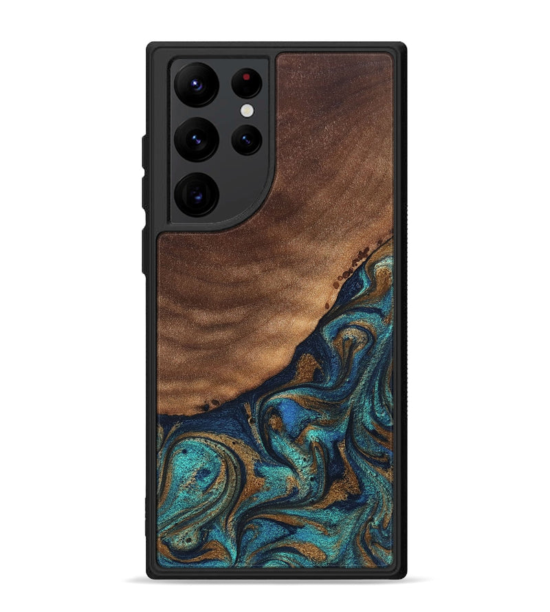Galaxy S22 Ultra Wood Phone Case - Marilee (Teal & Gold, 827435)