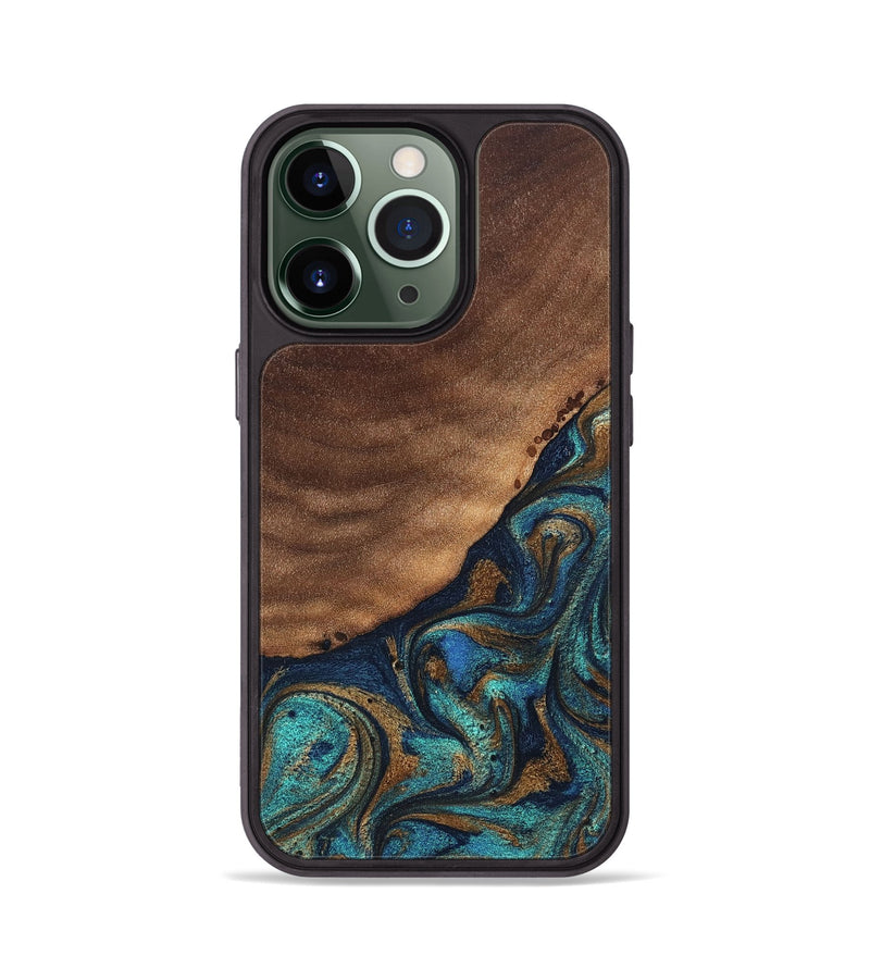 iPhone 13 Pro Wood Phone Case - Marilee (Teal & Gold, 827435)