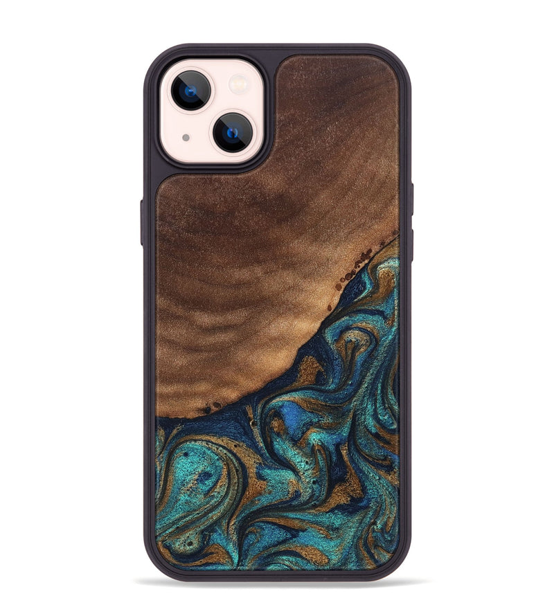 iPhone 14 Plus Wood Phone Case - Marilee (Teal & Gold, 827435)