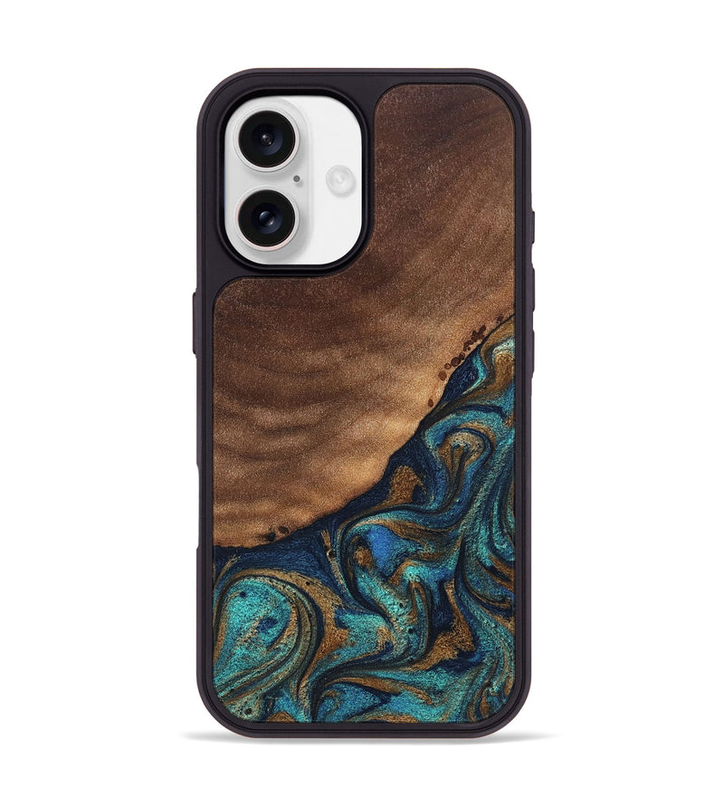 iPhone 17 Wood Phone Case - Marilee (Teal & Gold, 827435)
