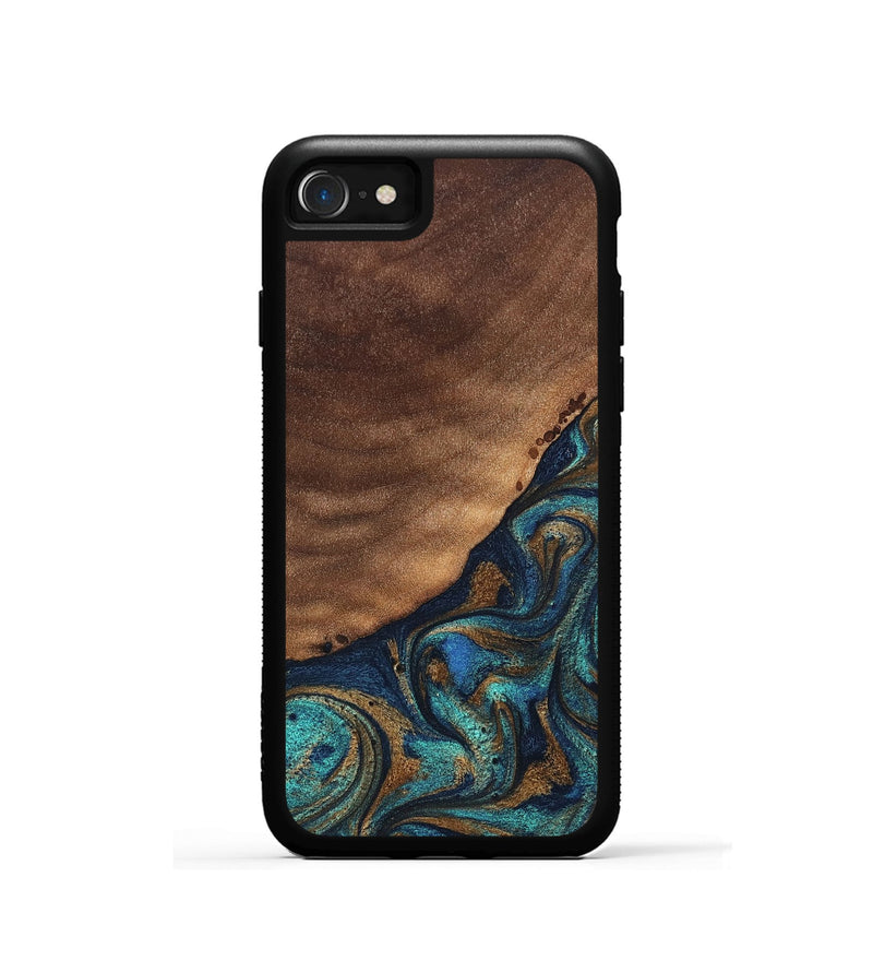 iPhone SE Wood Phone Case - Marilee (Teal & Gold, 827435)