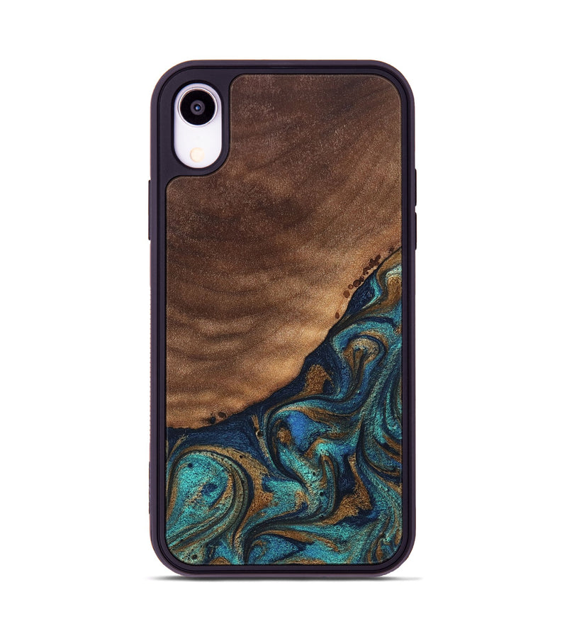 iPhone Xr Wood Phone Case - Marilee (Teal & Gold, 827435)