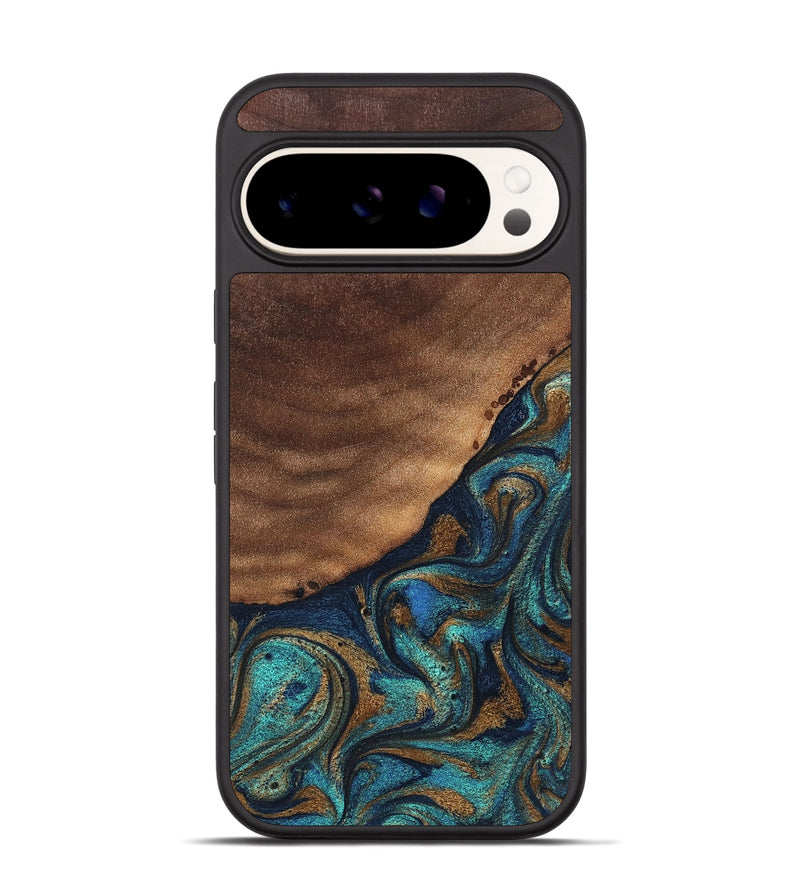 Pixel 9 Wood Phone Case - Marilee (Teal & Gold, 827435)