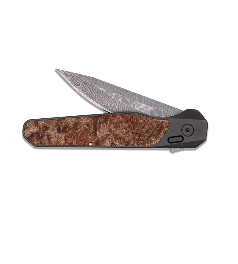 EDC Dark Damascus Wood Pocket Knife - Bethzy (Wood Burl, 827443)