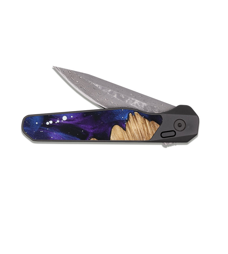 EDC Dark Damascus Wood Pocket Knife - Lon (Cosmos, 827451)