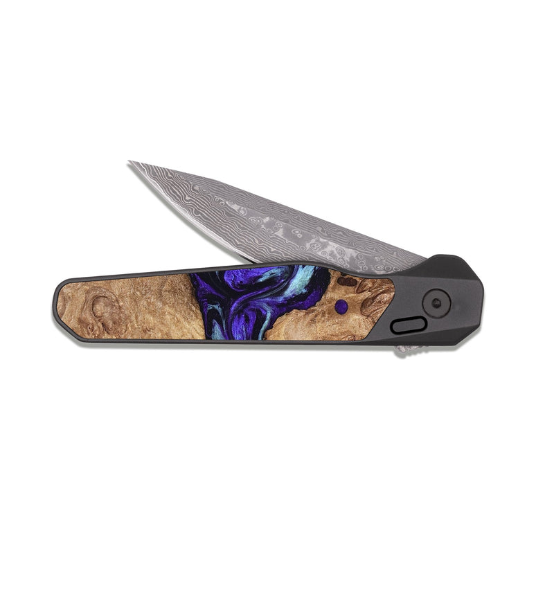 EDC Dark Damascus Wood Pocket Knife - Jamel (Purple, 827459)