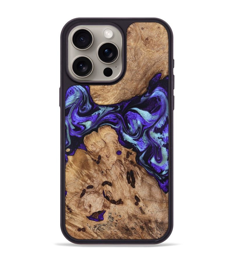 iPhone 15 Pro Max Wood Phone Case - Jamel (Purple, 827459)