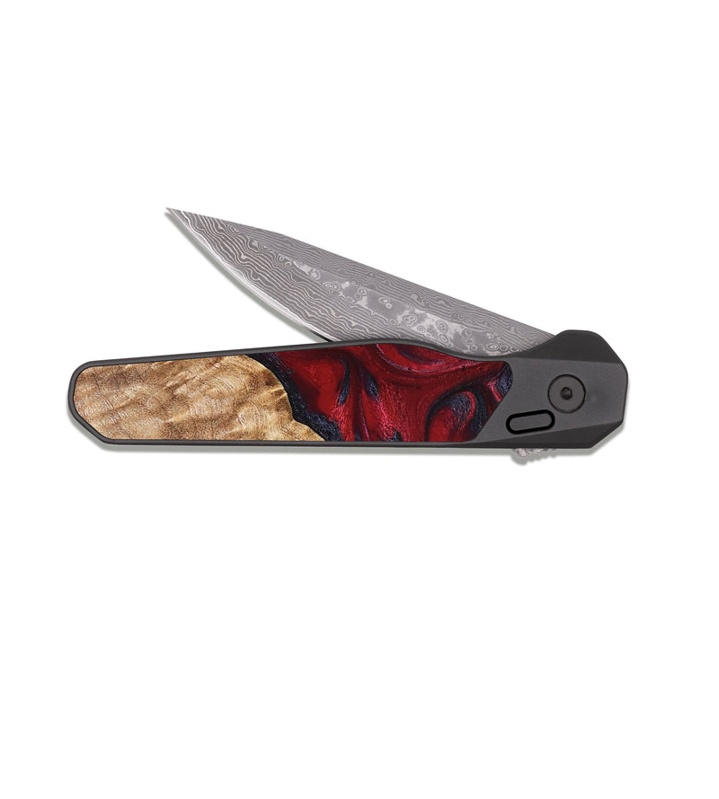 EDC Dark Damascus Wood Pocket Knife - Jaime (Red, 827462)