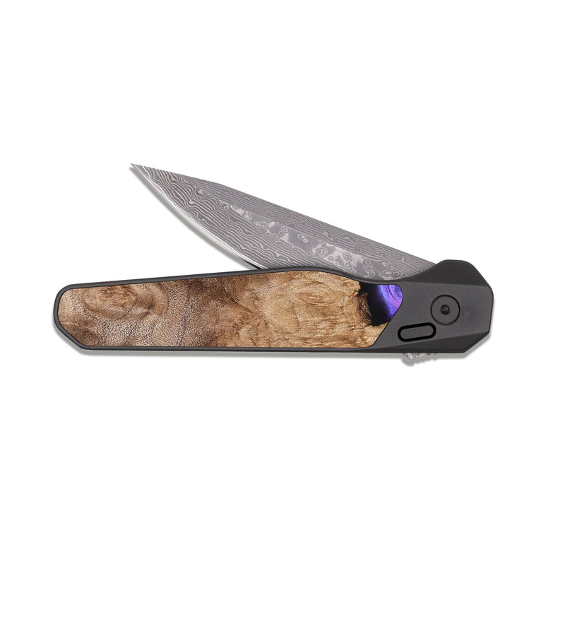 EDC Dark Damascus Wood Pocket Knife - Kora (Purple, 827463)
