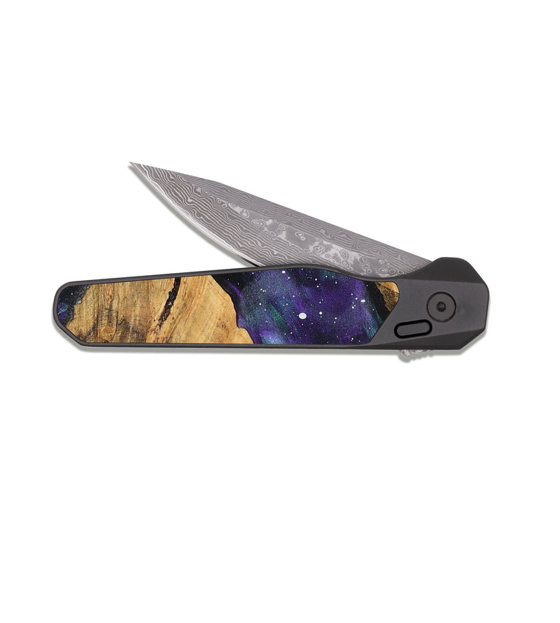 EDC Dark Damascus Wood Pocket Knife - Aryana (Cosmos, 827482)