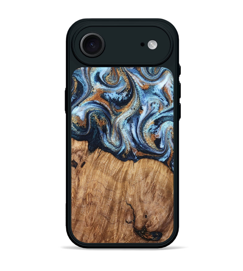 iPhone 17 Air Wood Phone Case - Mammie (Teal & Gold, 827486)