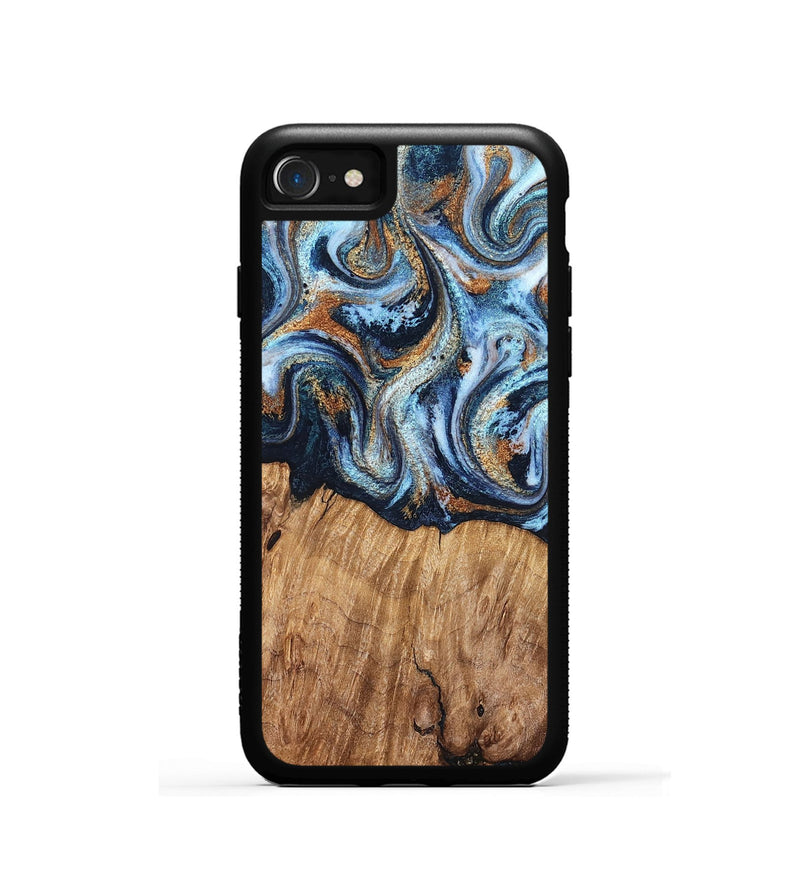 iPhone SE Wood Phone Case - Mammie (Teal & Gold, 827486)