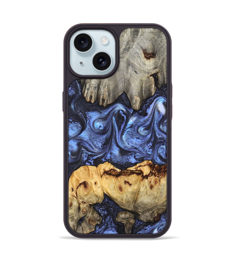 iPhone 15 Wood Phone Case - Jasmyn (Blue, 827493)