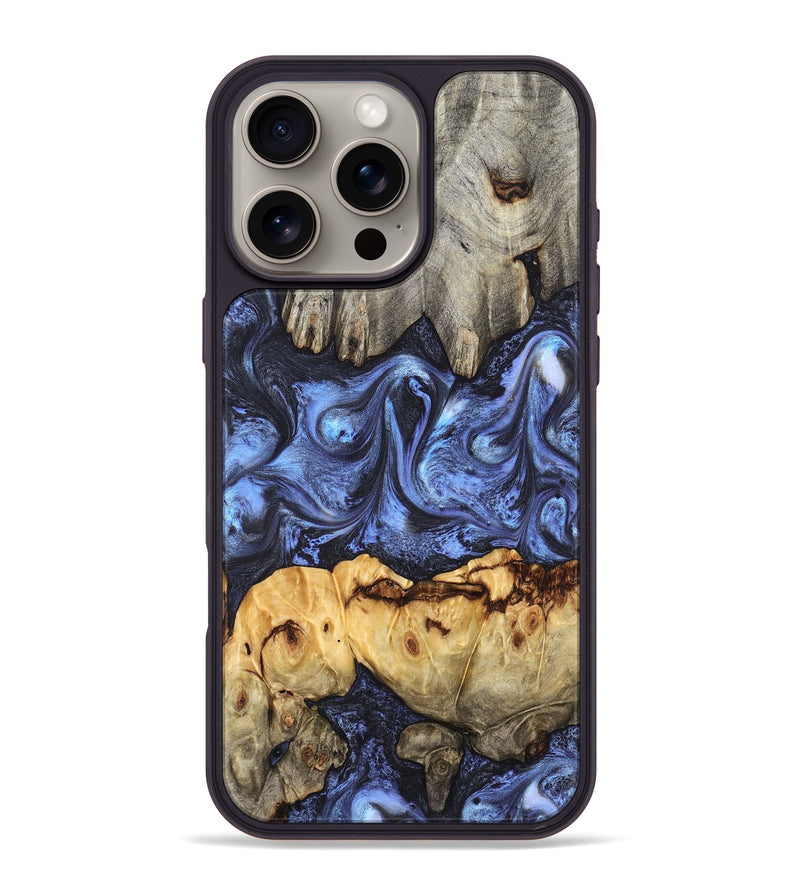 iPhone 16 Pro Max Wood Phone Case - Jasmyn (Blue, 827493)
