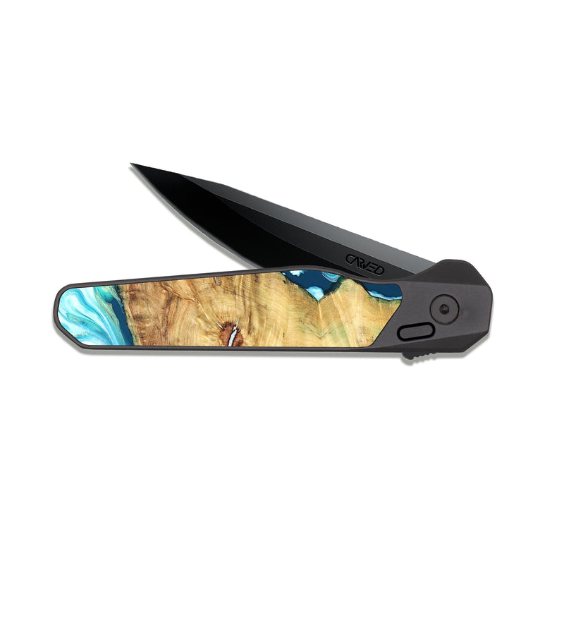 EDC Dark Slate Wood Pocket Knife - Jesiah (Blue, 827494)