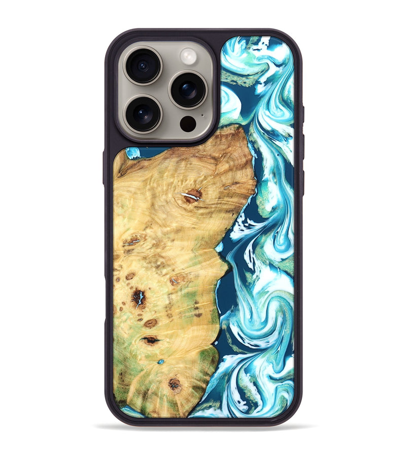 iPhone 16 Pro Max Wood Phone Case - Jesiah (Blue, 827494)