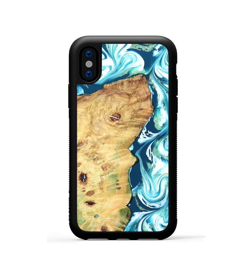 iPhone Xs Wood Phone Case - Jesiah (Blue, 827494)