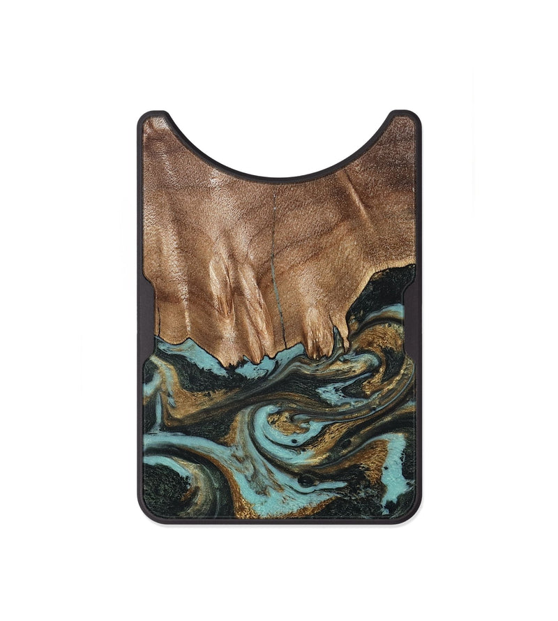 Alloy Wood Wallet - Mittie (Teal & Gold, 827495)