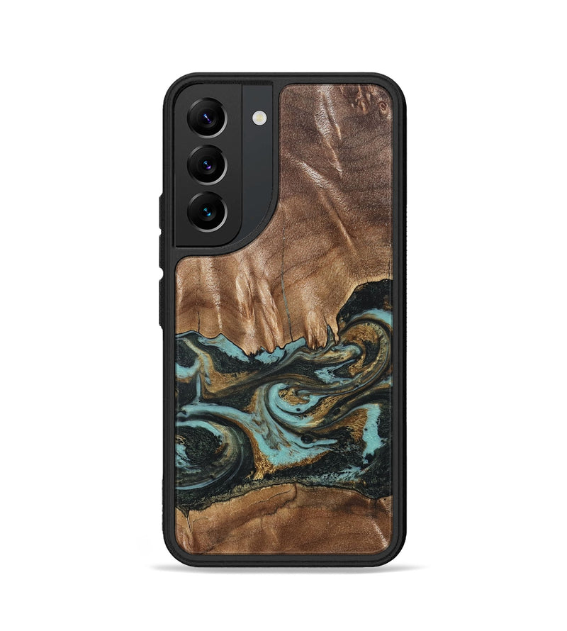 Galaxy S22 Wood Phone Case - Mittie (Teal & Gold, 827495)