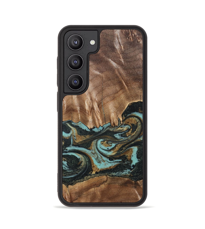 Galaxy S23 Wood Phone Case - Mittie (Teal & Gold, 827495)