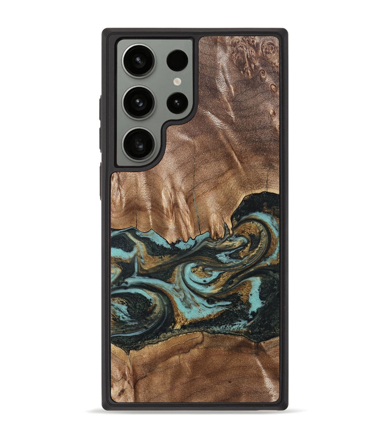 Galaxy S23 Ultra Wood Phone Case - Mittie (Teal & Gold, 827495)