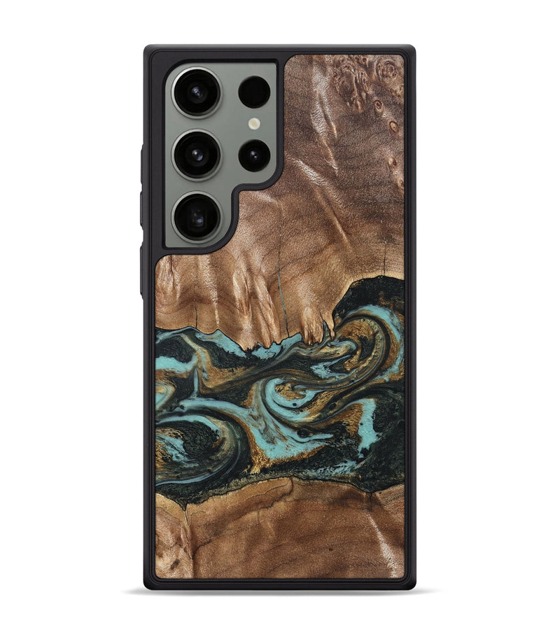 Galaxy S24 Ultra Wood Phone Case - Mittie (Teal & Gold, 827495)