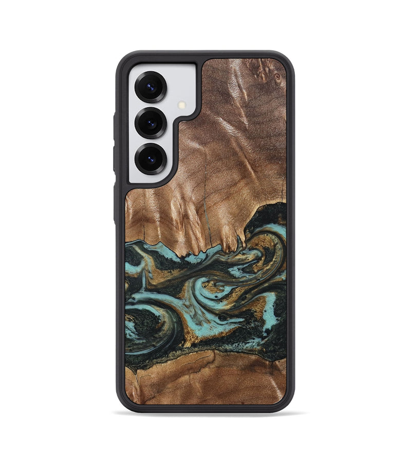 Galaxy S25 Wood Phone Case - Mittie (Teal & Gold, 827495)