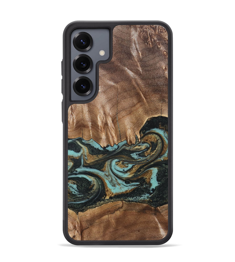 Galaxy S25 Plus Wood Phone Case - Mittie (Teal & Gold, 827495)