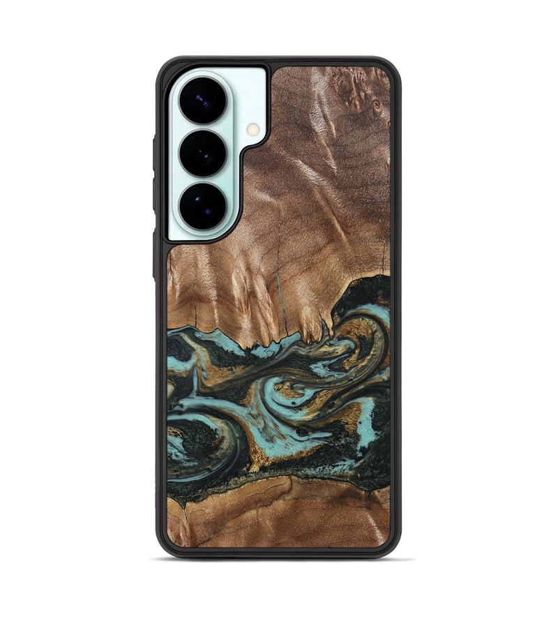 Galaxy S26 Plus Wood Phone Case - Mittie (Teal & Gold, 827495)