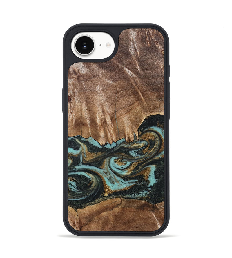iPhone 17e Wood Phone Case - Mittie (Teal & Gold, 827495)