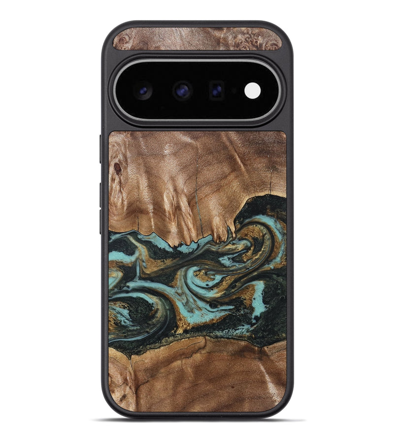 Pixel 11 Pro XL Wood Phone Case - Mittie (Teal & Gold, 827495)