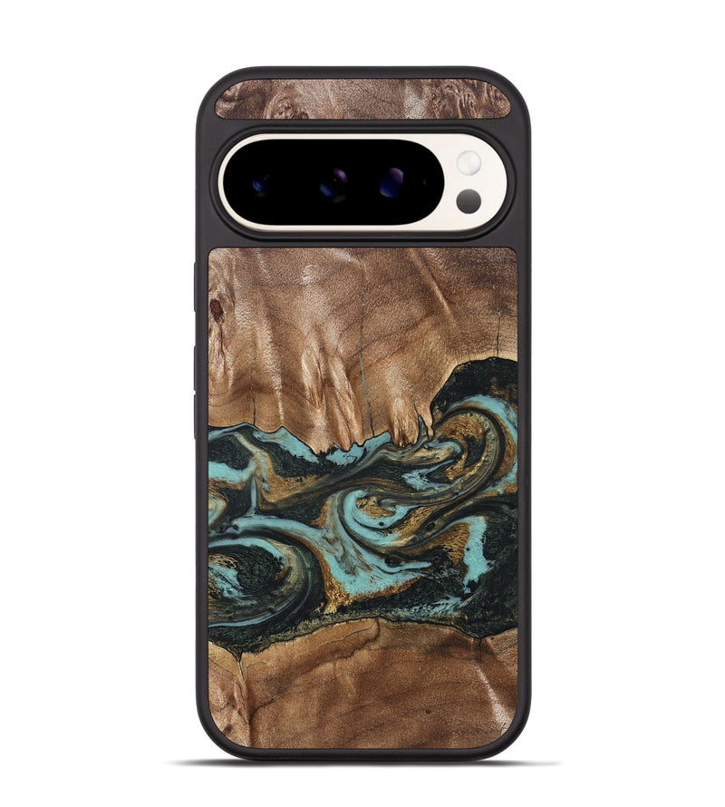 Pixel 9 Wood Phone Case - Mittie (Teal & Gold, 827495)