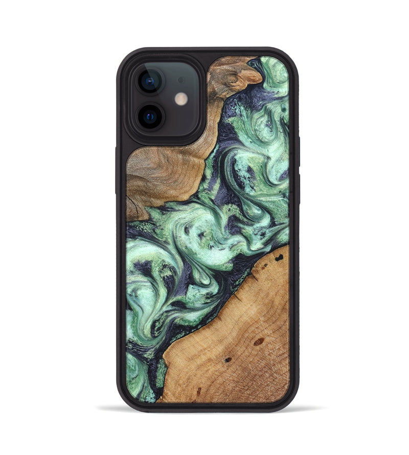 iPhone 12 Wood Phone Case - Keshawn (Green, 827496)