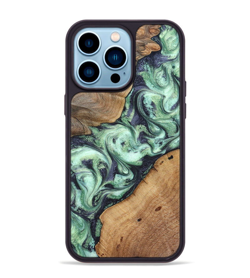iPhone 14 Pro Max Wood Phone Case - Keshawn (Green, 827496)