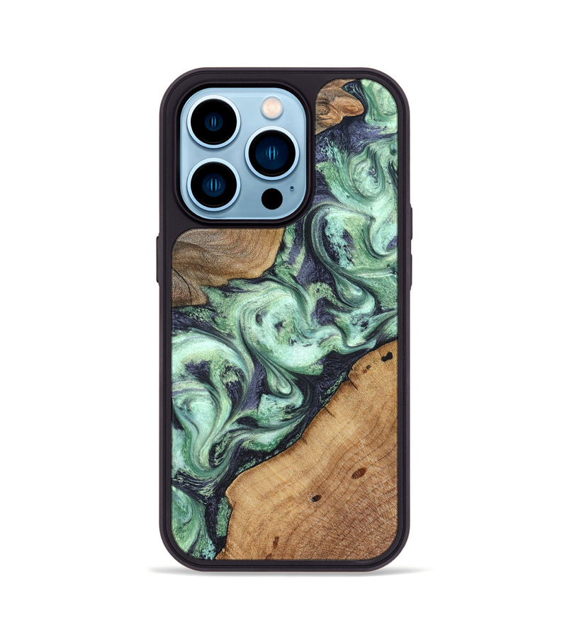 iPhone 14 Pro Wood Phone Case - Keshawn (Green, 827496)