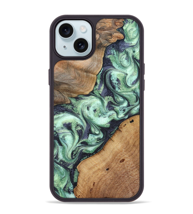 iPhone 15 Plus Wood Phone Case - Keshawn (Green, 827496)