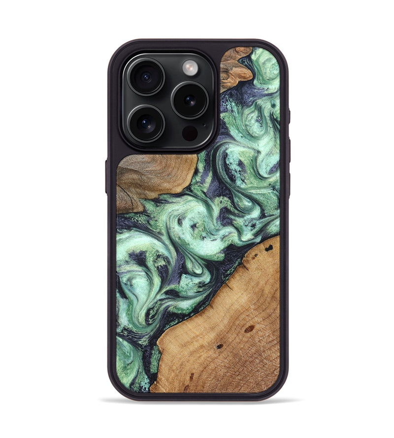 iPhone 15 Pro Wood Phone Case - Keshawn (Green, 827496)