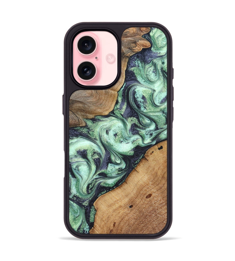 iPhone 16 Wood Phone Case - Keshawn (Green, 827496)