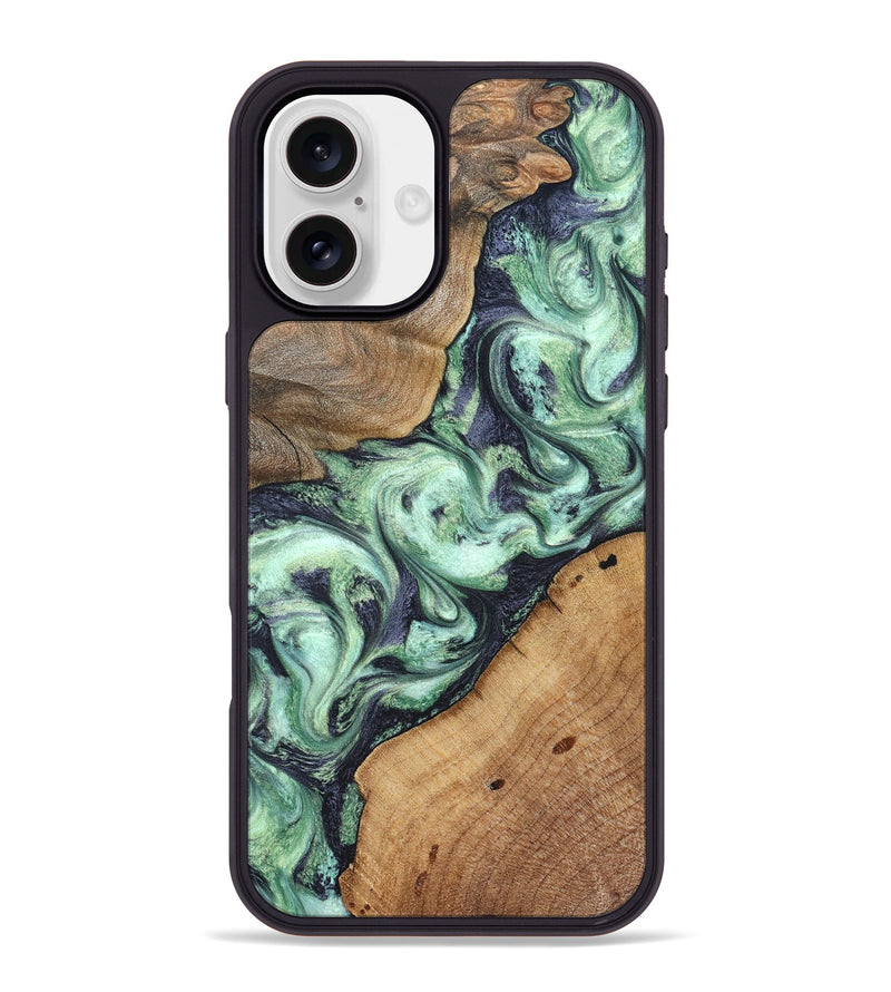 iPhone 16 Plus Wood Phone Case - Keshawn (Green, 827496)