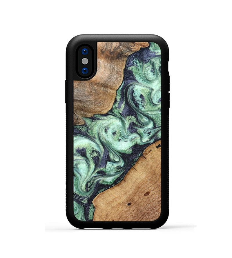 iPhone Xs Wood Phone Case - Keshawn (Green, 827496)