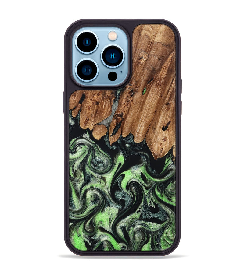 iPhone 14 Pro Max Wood Phone Case - Teresa (Green, 827497)