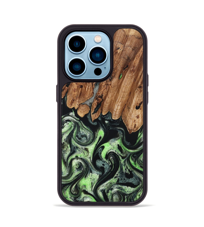 iPhone 14 Pro Wood Phone Case - Teresa (Green, 827497)