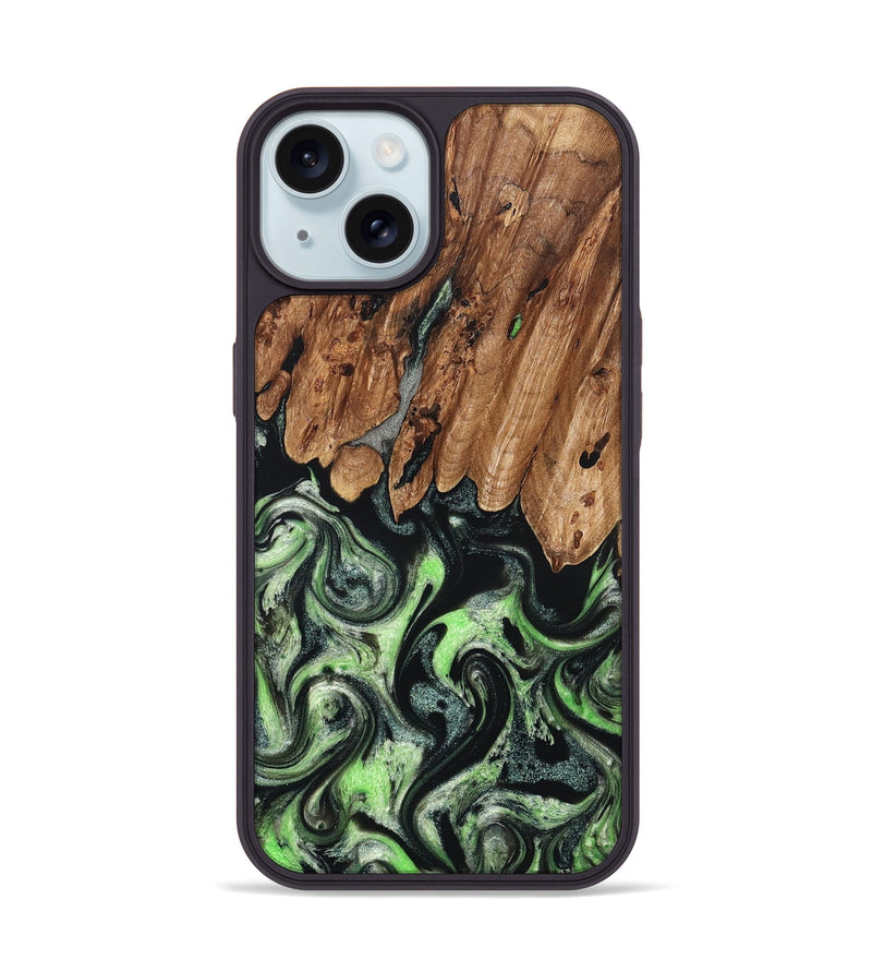 iPhone 15 Wood Phone Case - Teresa (Green, 827497)