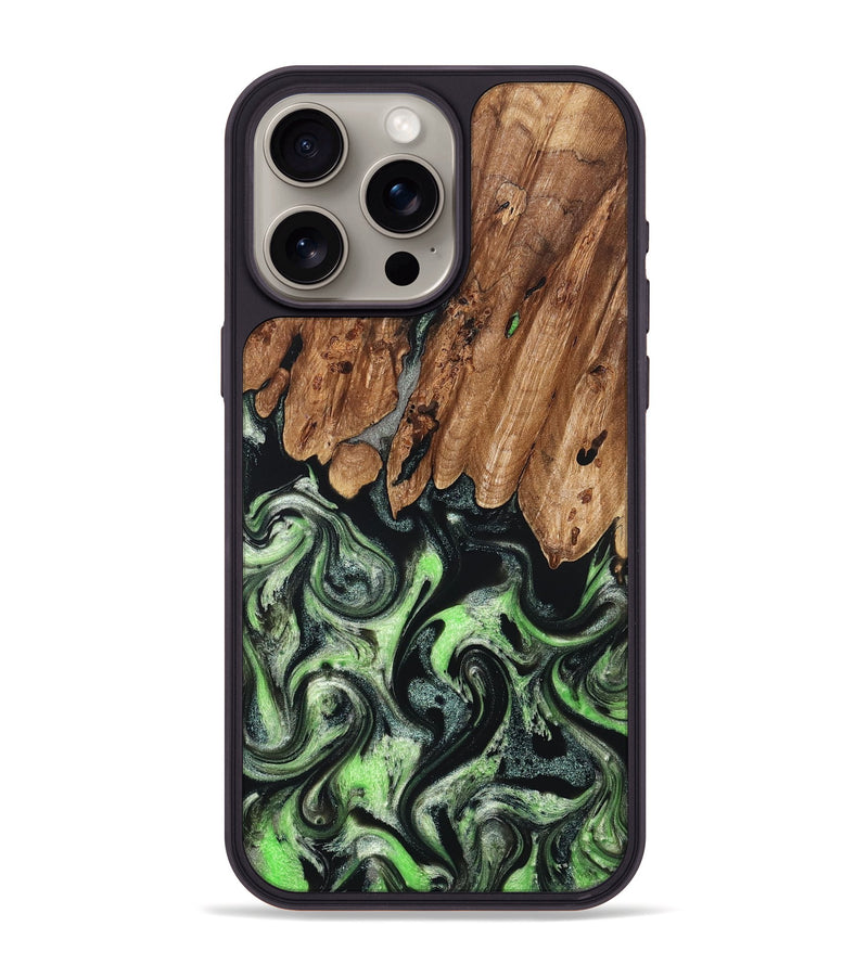 iPhone 15 Pro Max Wood Phone Case - Teresa (Green, 827497)