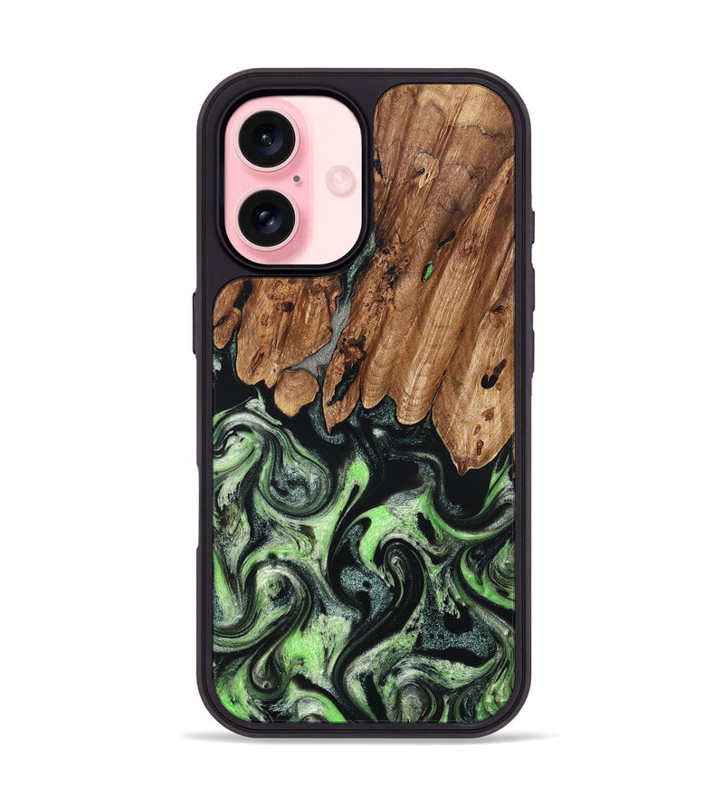 iPhone 16 Wood Phone Case - Teresa (Green, 827497)