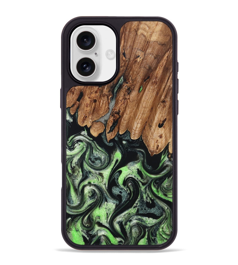 iPhone 16 Plus Wood Phone Case - Teresa (Green, 827497)