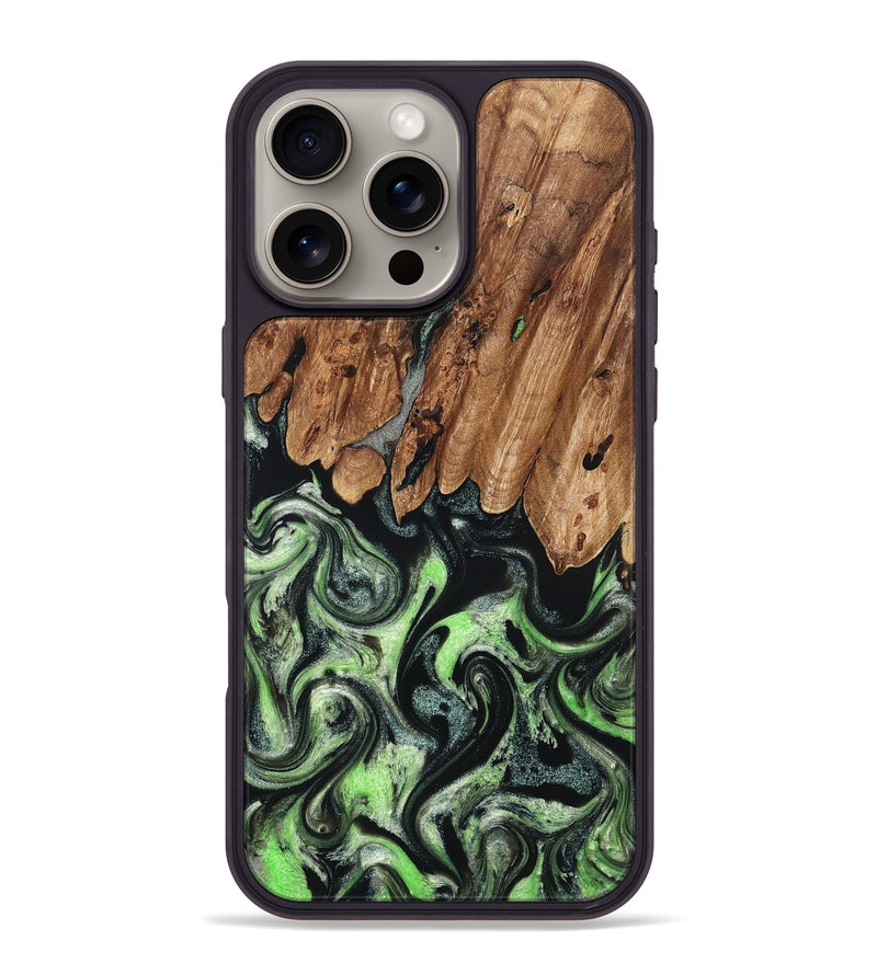 iPhone 16 Pro Max Wood Phone Case - Teresa (Green, 827497)