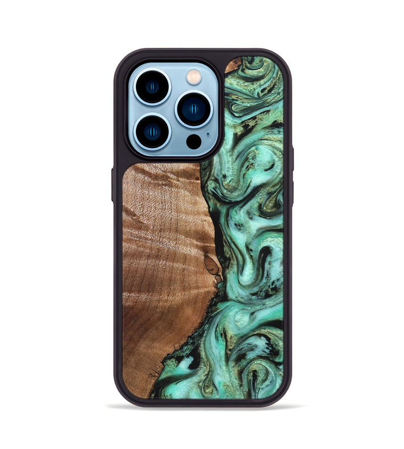 iPhone 14 Pro Wood Phone Case - Ara (Green, 827498)