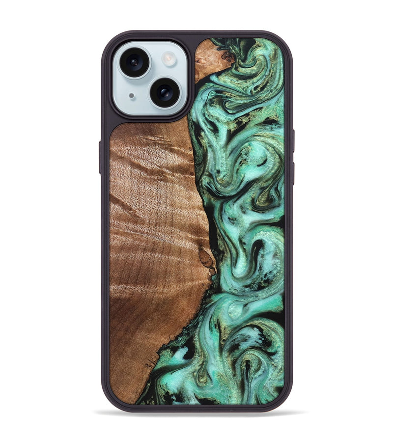 iPhone 15 Plus Wood Phone Case - Ara (Green, 827498)